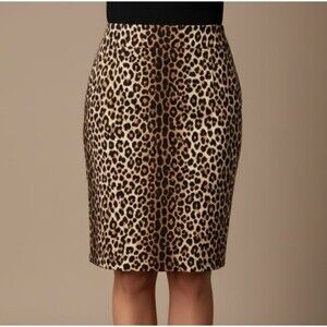 Ann Taylor Leopard Cheetah Animal Print Lined Skirt Pencil Mini Office Petite 0P